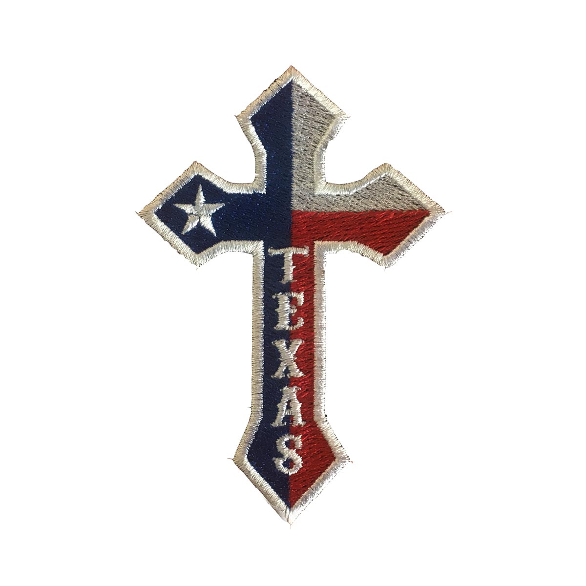 Cross with Texas Colors Embroidered Patch