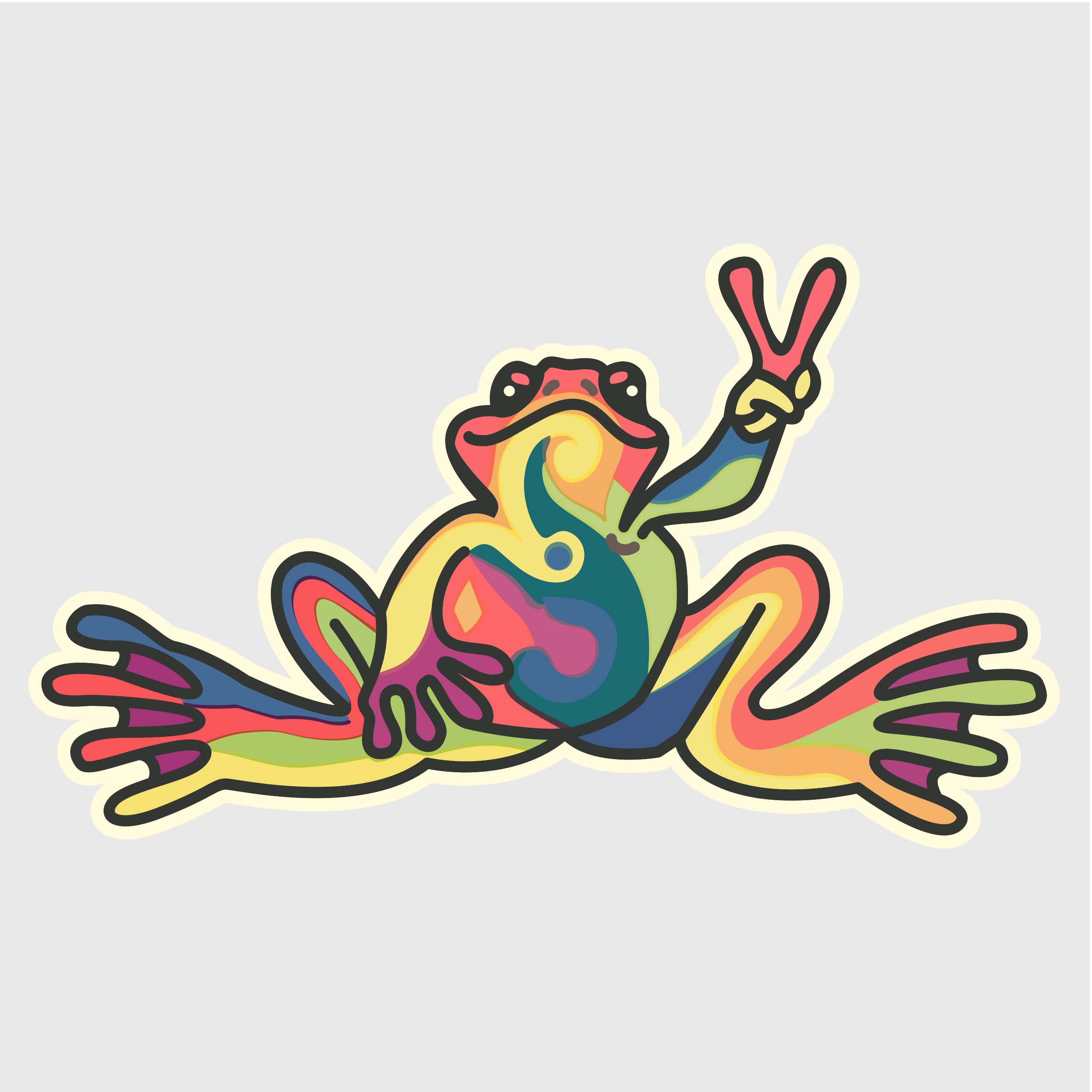 Tie Dye Cool peace Frog Sticker