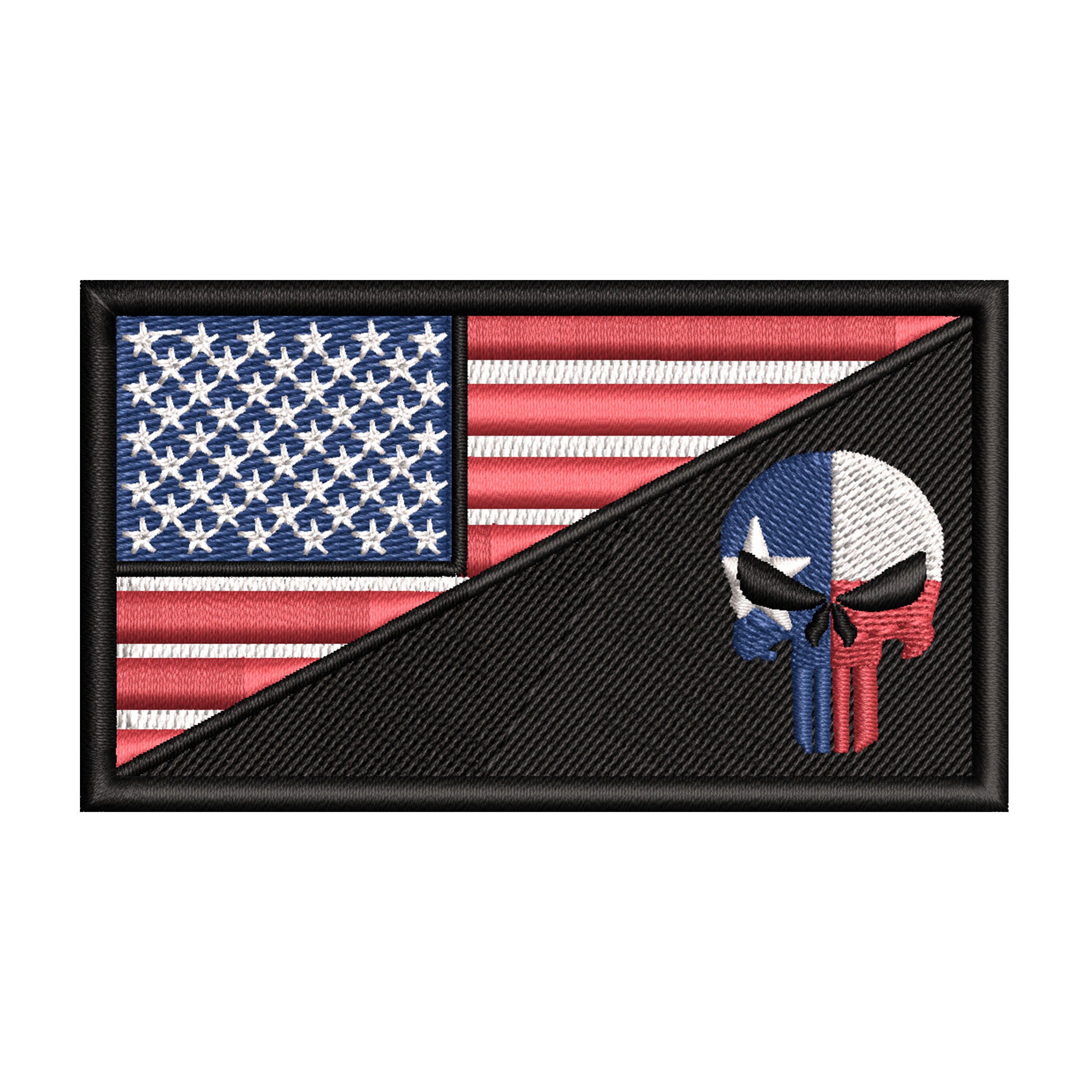 American US Flag with Texas Flag Punisher Skull Patch