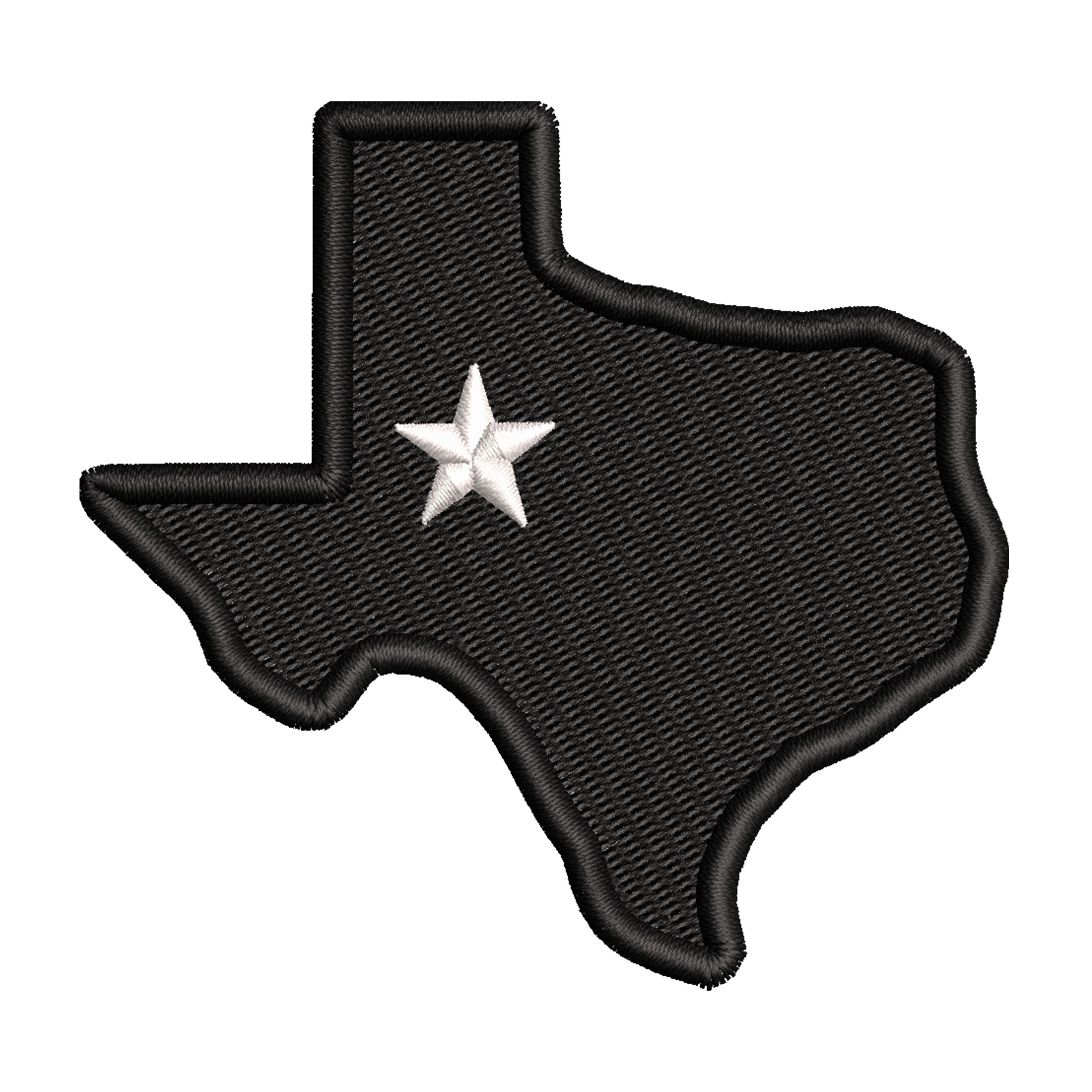 texas outline black patch white star