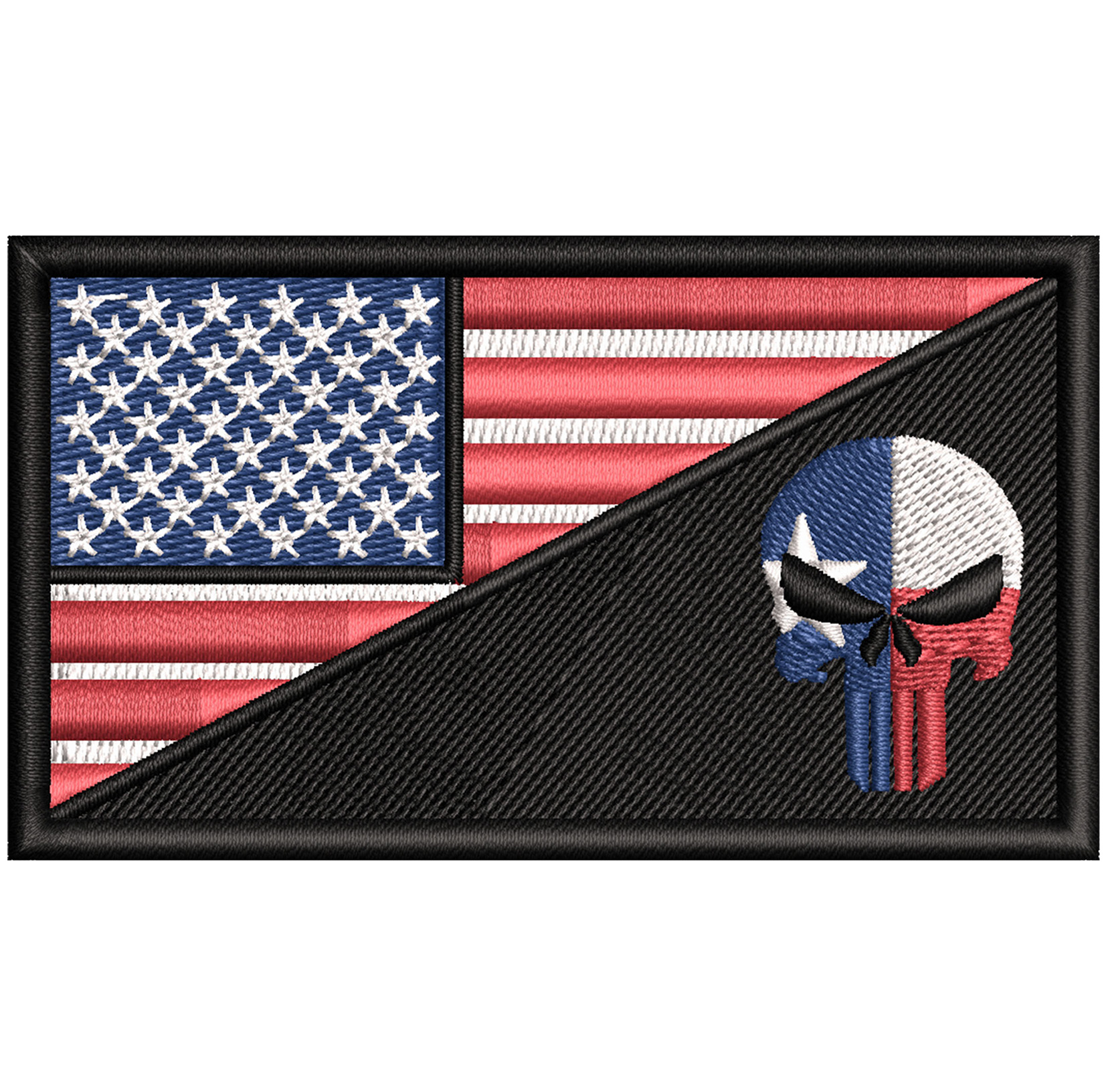 American US Flag with Texas Flag Punisher Skull Patch